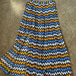 Michael Kors Pleated Chevron Print Maxi Skirt SZ M